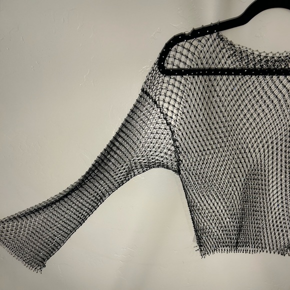Mesh Crystal Long Sleeve See Through Top - Picture 7 of 7